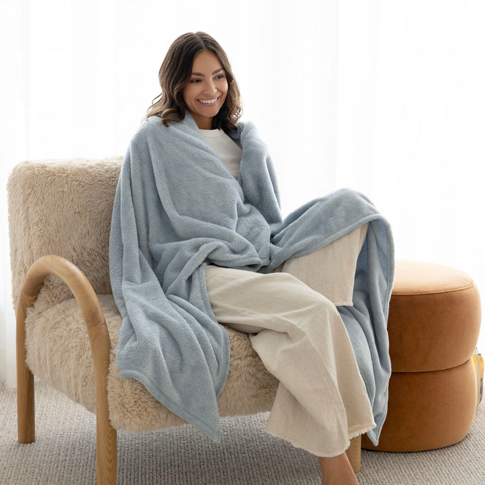 Bambury | Microplush Throw Rug Steel Blue