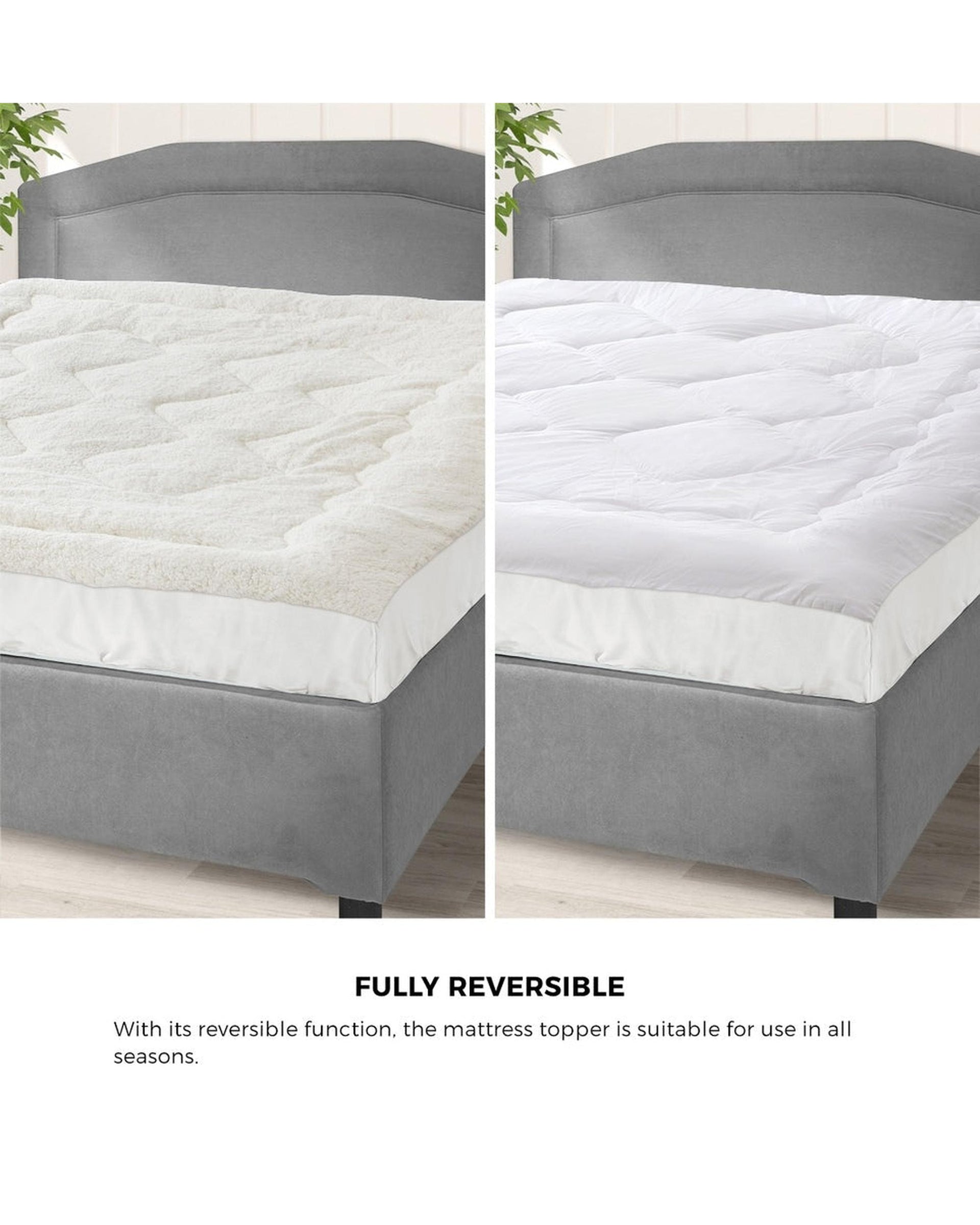Fleece Mattress Topper Reversible Pillowtop Bedra