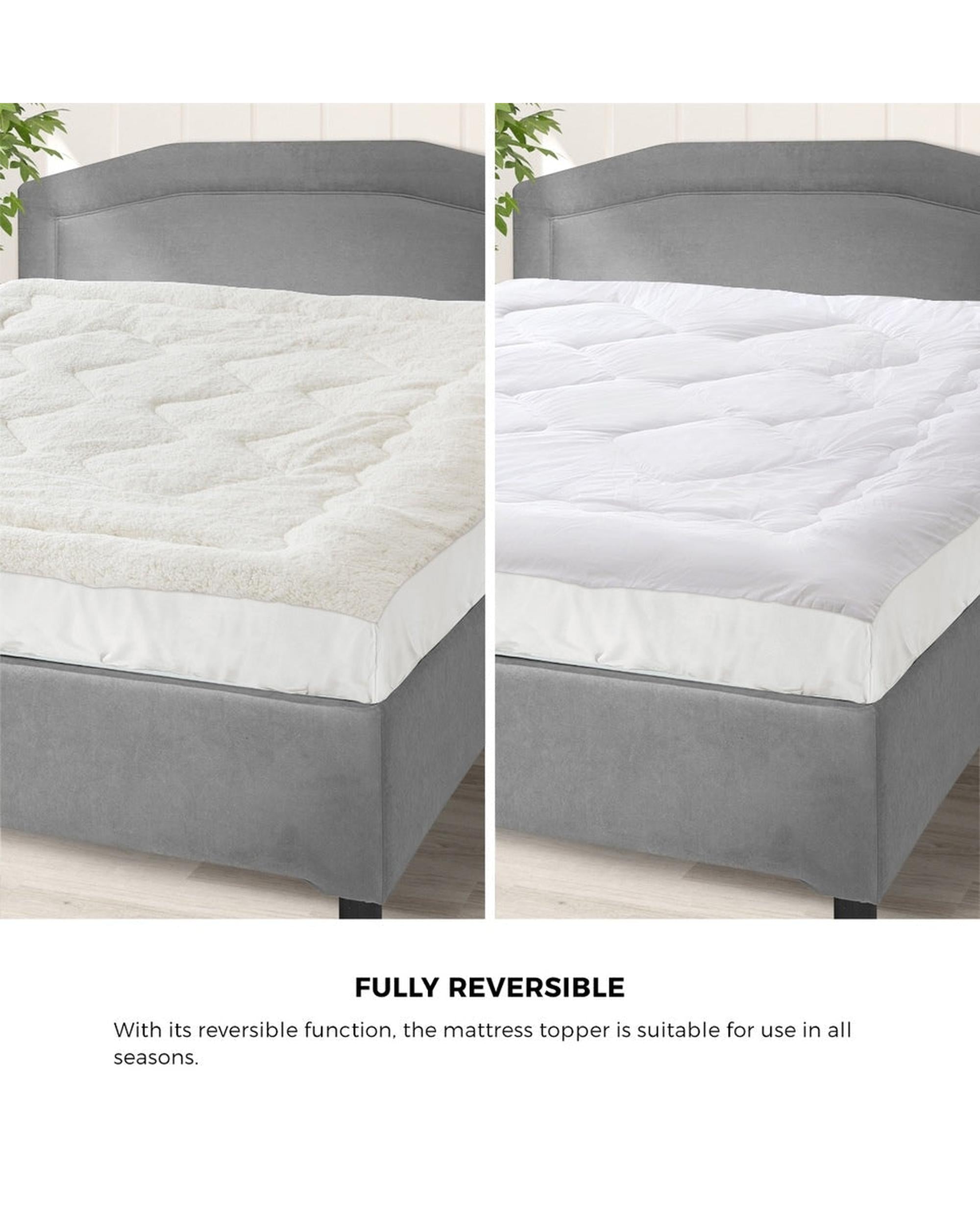 Fleece Mattress Topper Reversible Pillowtop Bedra