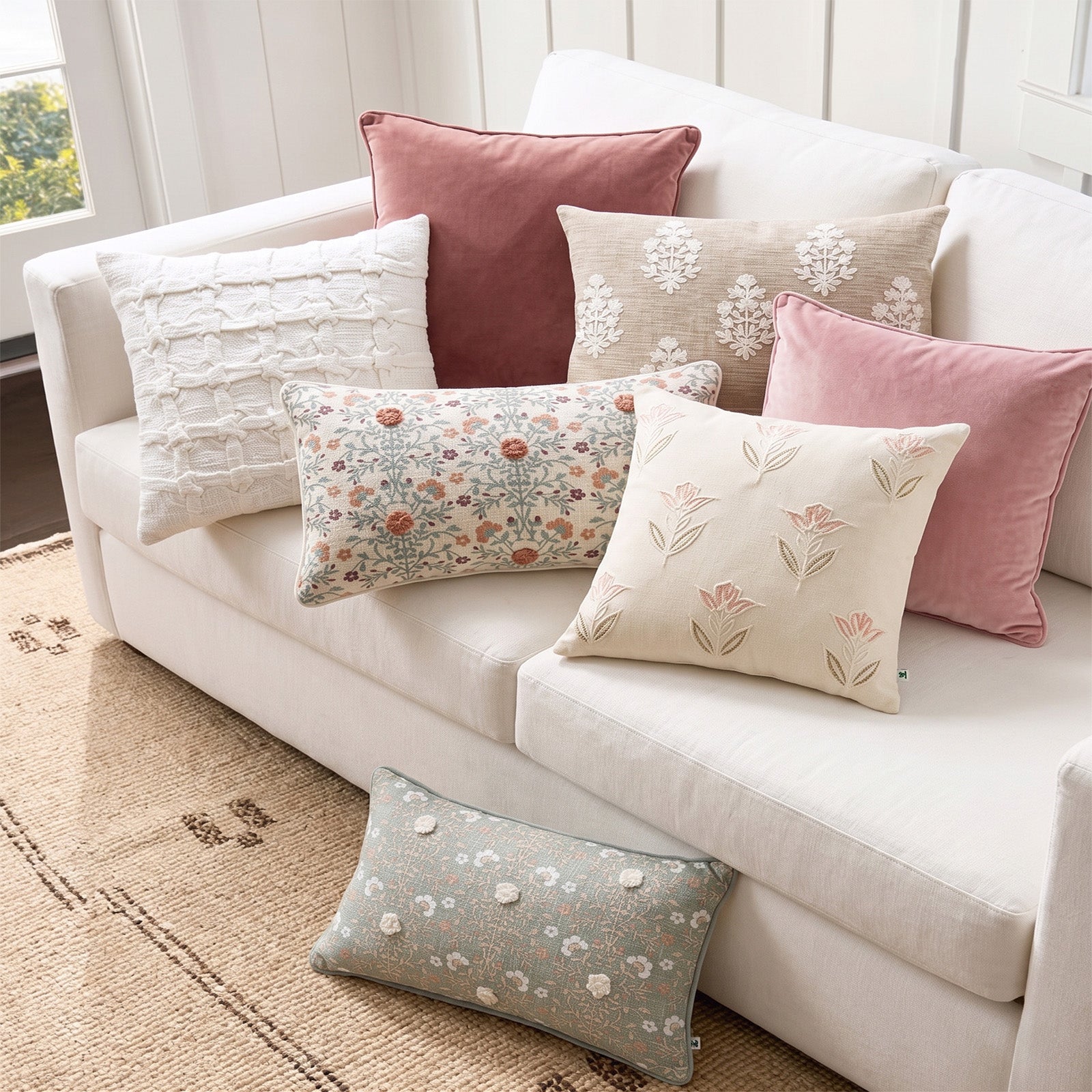 Renee Taylor Cotton Cushion Twin Pack 35 x 50 Cms Feather Filled