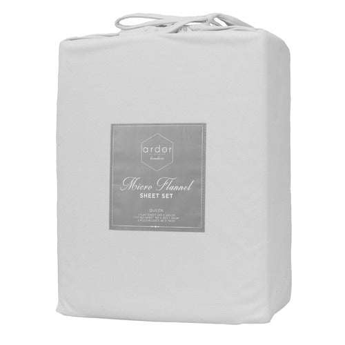 ARDOR BOUDIOR "Micro Flannel" SHEET SET - SILVER Ardor Bedding