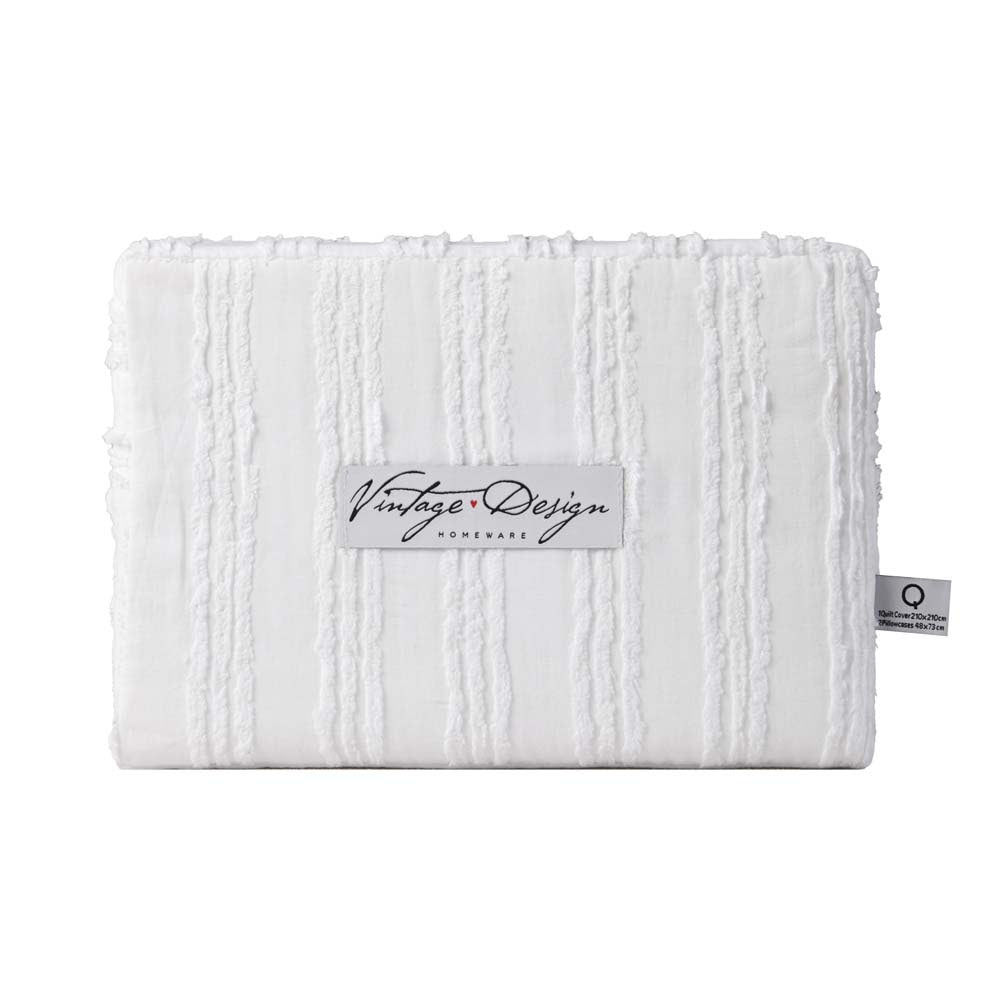 Vintage Design Reflections White Quilt Cover Set Vintage Design