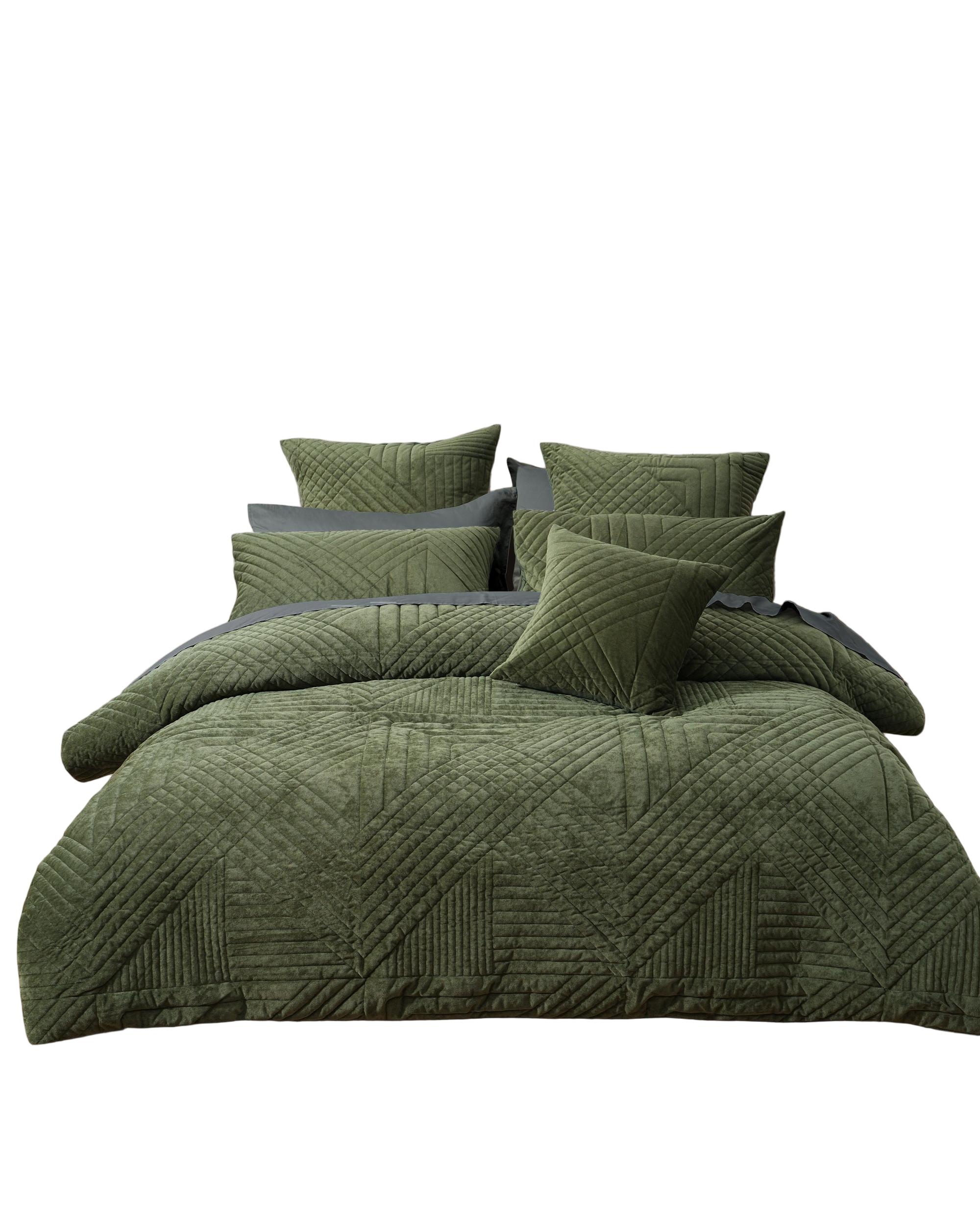 Bianca Bedding NAVARRO Olive Polyester Velvet Quilt Cover Set Bianca Bedding