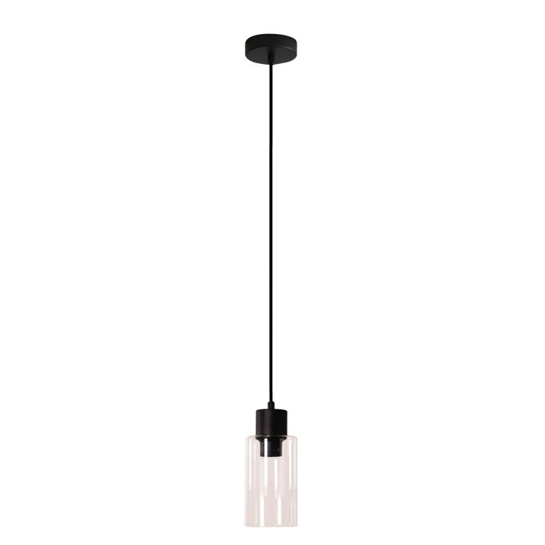 LISA BLACK/CLEAR Cylindrical Clear Glass Pendant