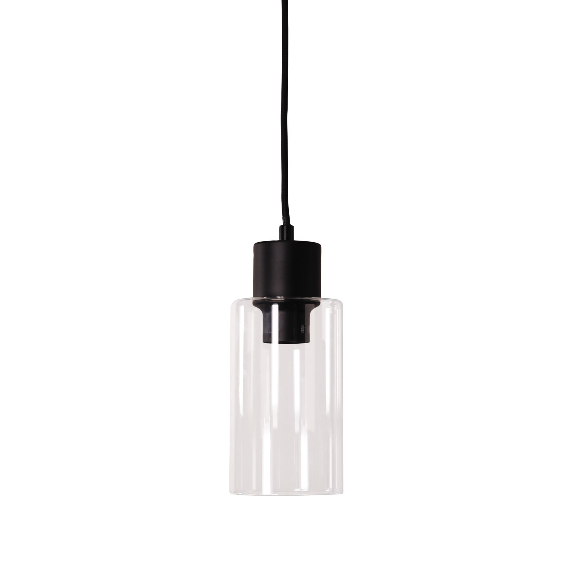 LISA BLACK/CLEAR Cylindrical Clear Glass Pendant