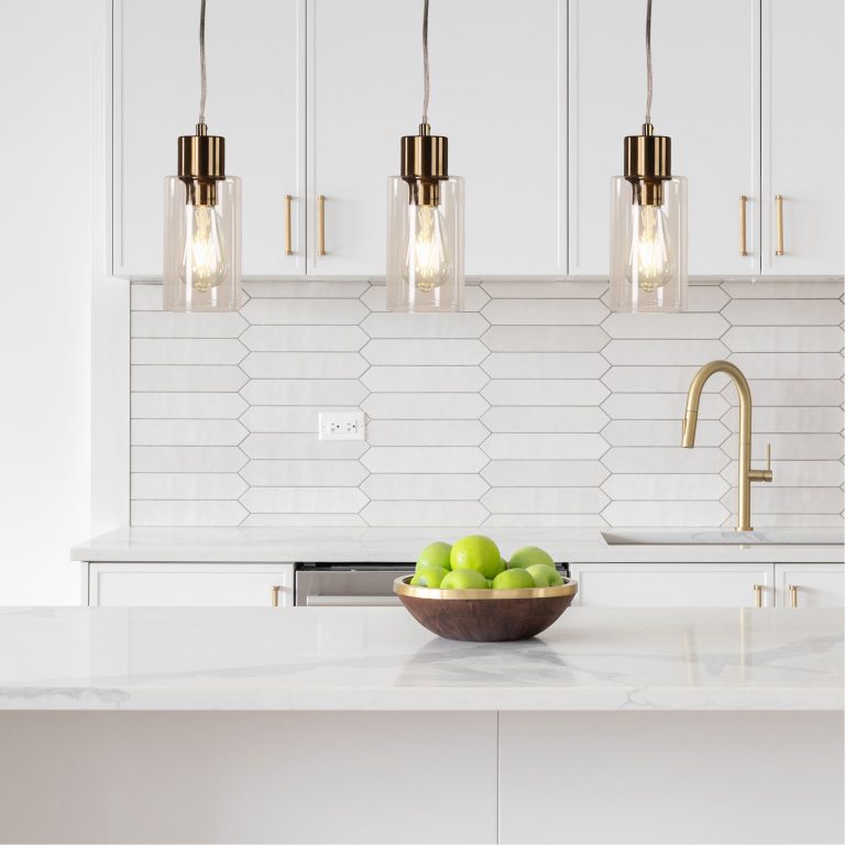 LISA SAT BRASS/CLEAR Cylindrical Clear Glass Pendant