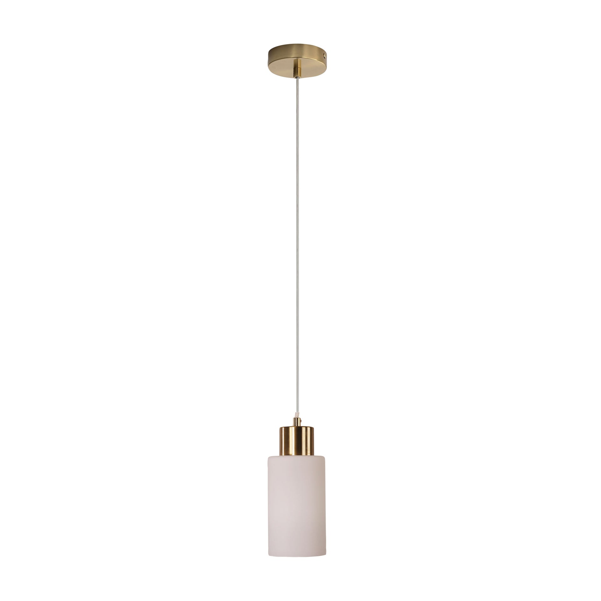 LISA SAT BRASS/OPAL Cylindrical Opal Glass Pendant