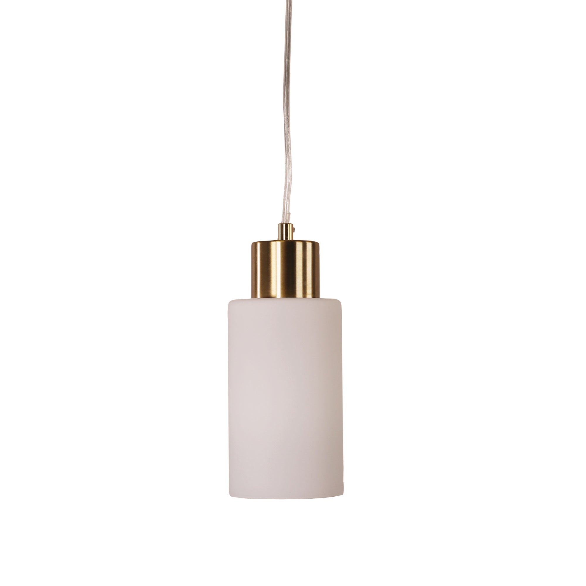 LISA SAT BRASS/OPAL Cylindrical Opal Glass Pendant