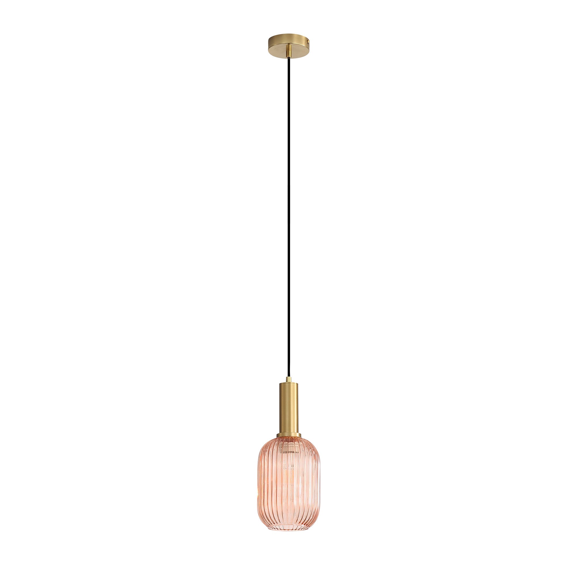 Oriel Lighting Luxe.130 Rust Ribbed Glass Pendant