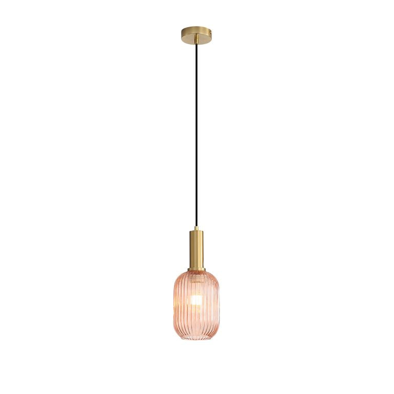Oriel Lighting Luxe.130 Rust Ribbed Glass Pendant
