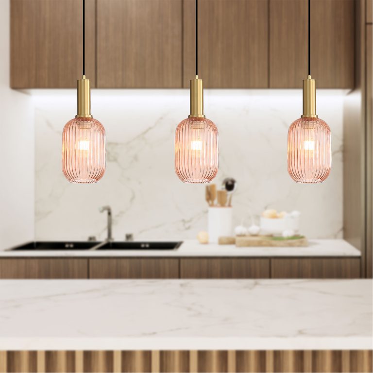 Oriel Lighting Luxe.130 Rust Ribbed Glass Pendant