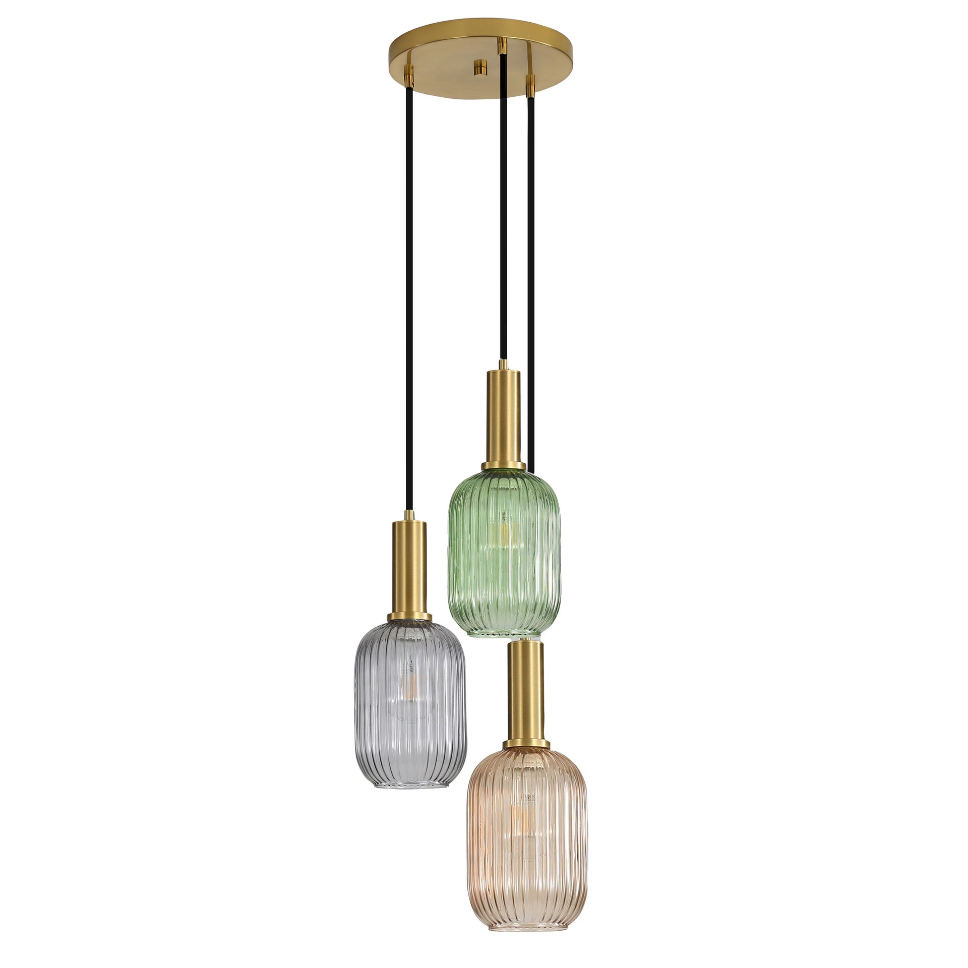 Oriel Lighting Luxe Trilight 3Lt Ribbed Glass Pendant