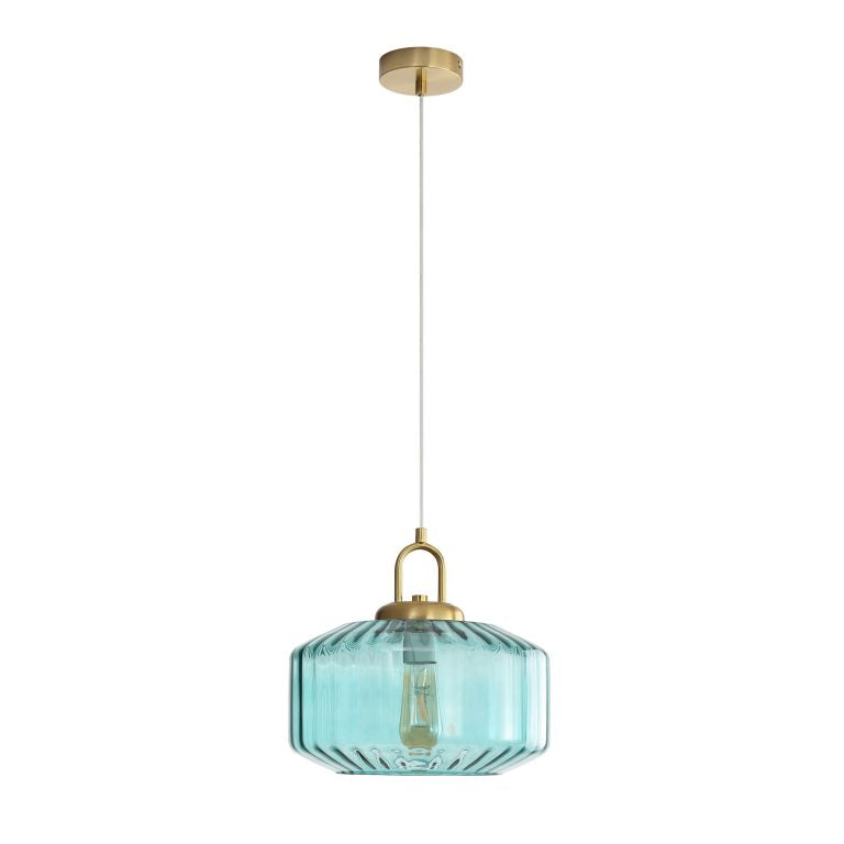 Oriel Lighting Clarise Blue Geometric Glass Pendant