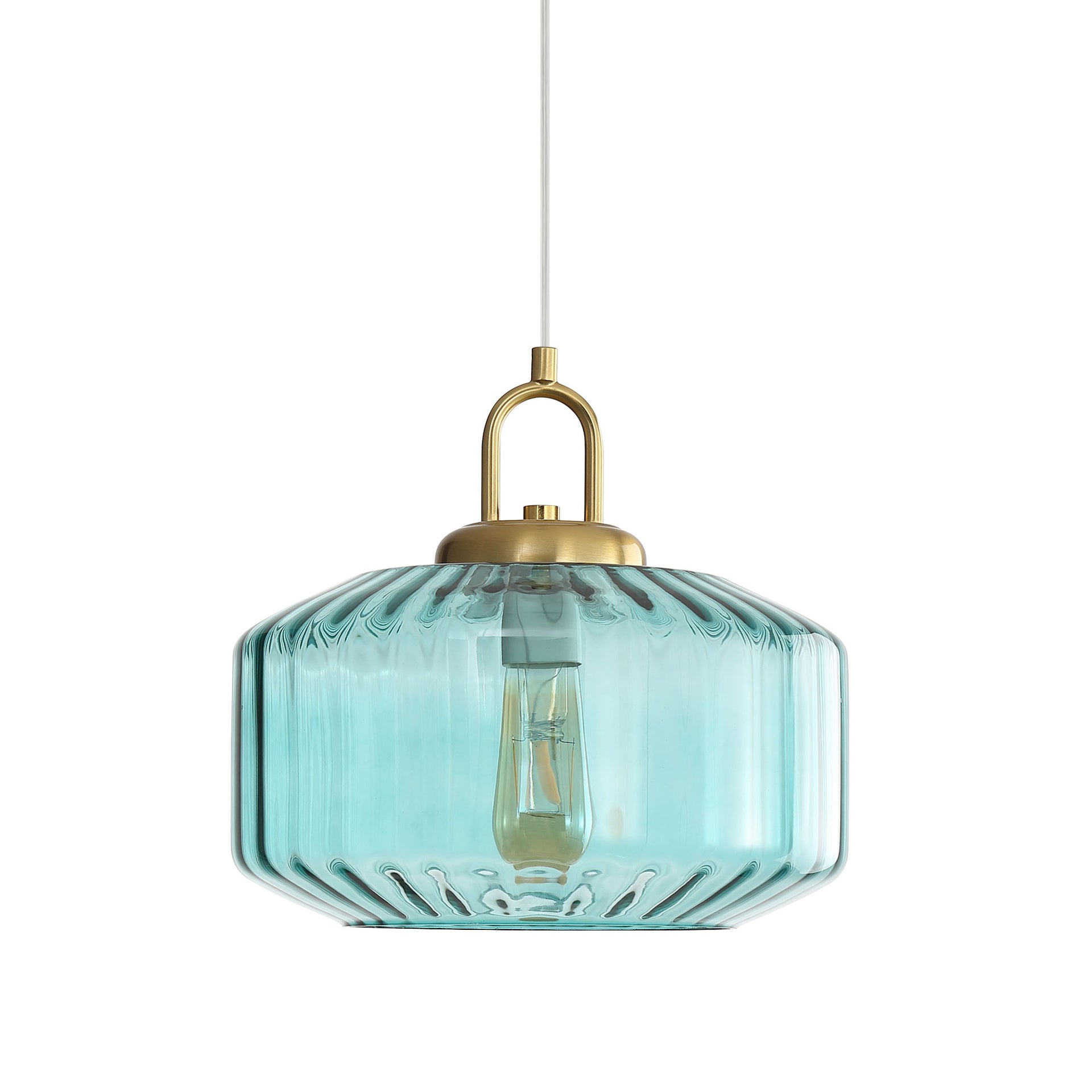 Oriel Lighting Clarise Blue Geometric Glass Pendant