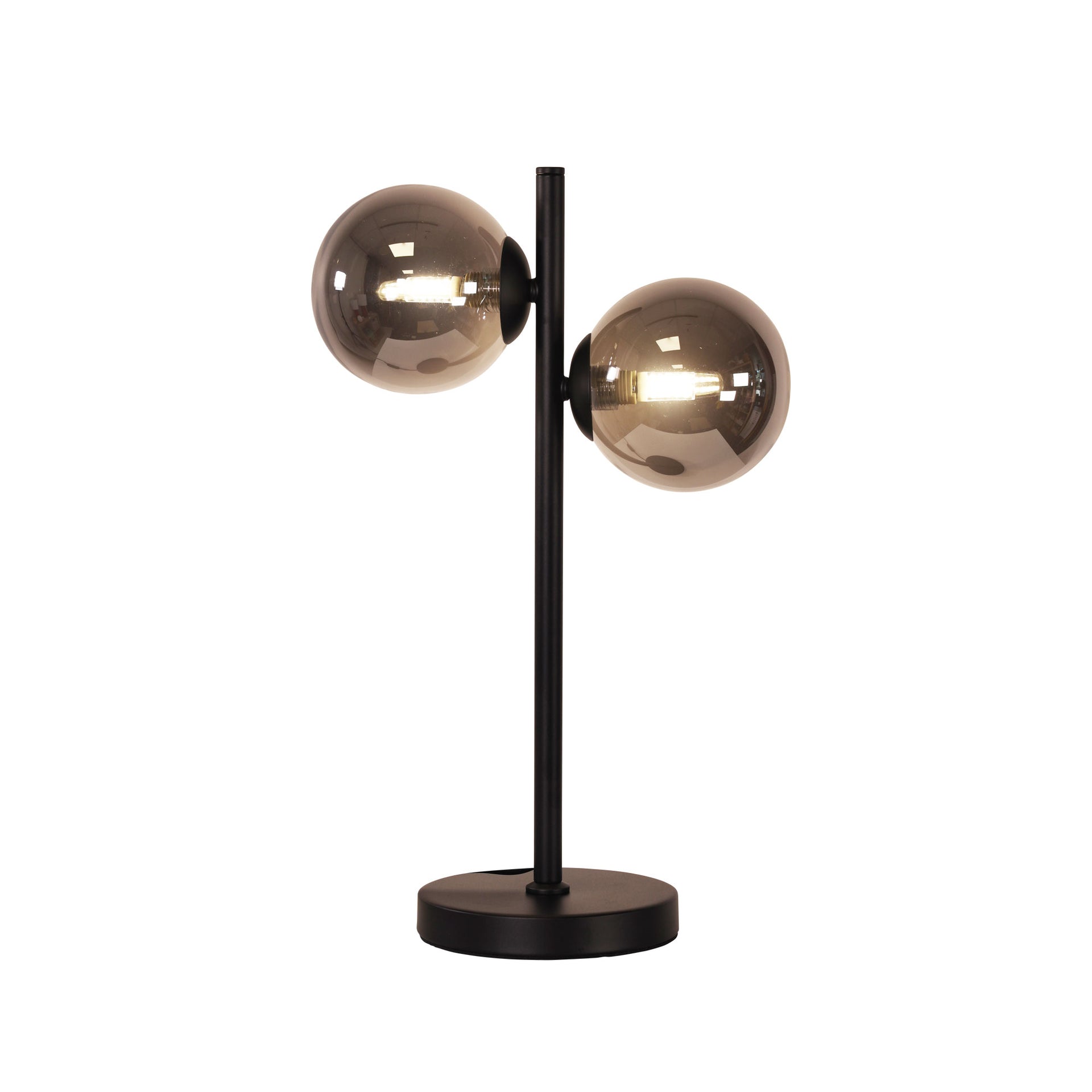VALCROSS 2LT BLACK Decorative Table Lamp with Smoke Glass Spheres