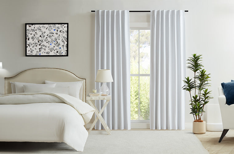 FILIGREE Orson Concealed Tab Blockout Curtain in WHITE