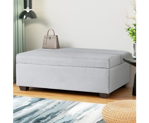 Ottoman Storage Sofa Bed 112cm Foldable Grey Artiss