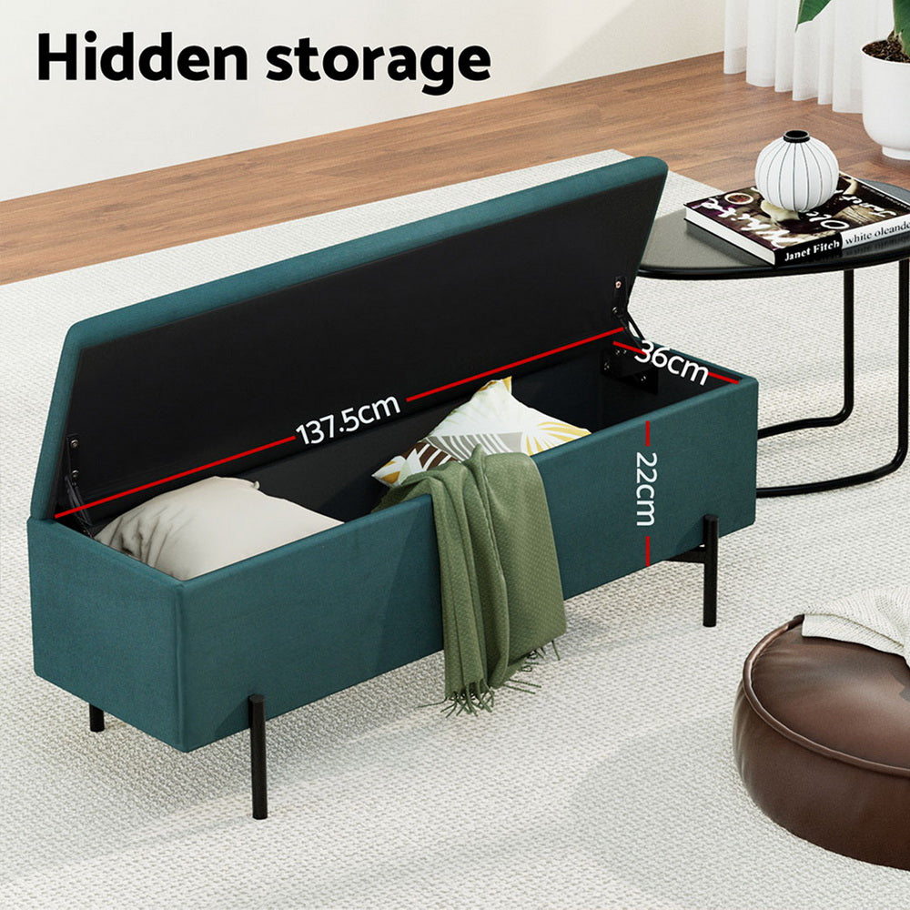 Artiss Storage Ottoman Blanket Box 140cm Velvet Green Big Bedding Australia