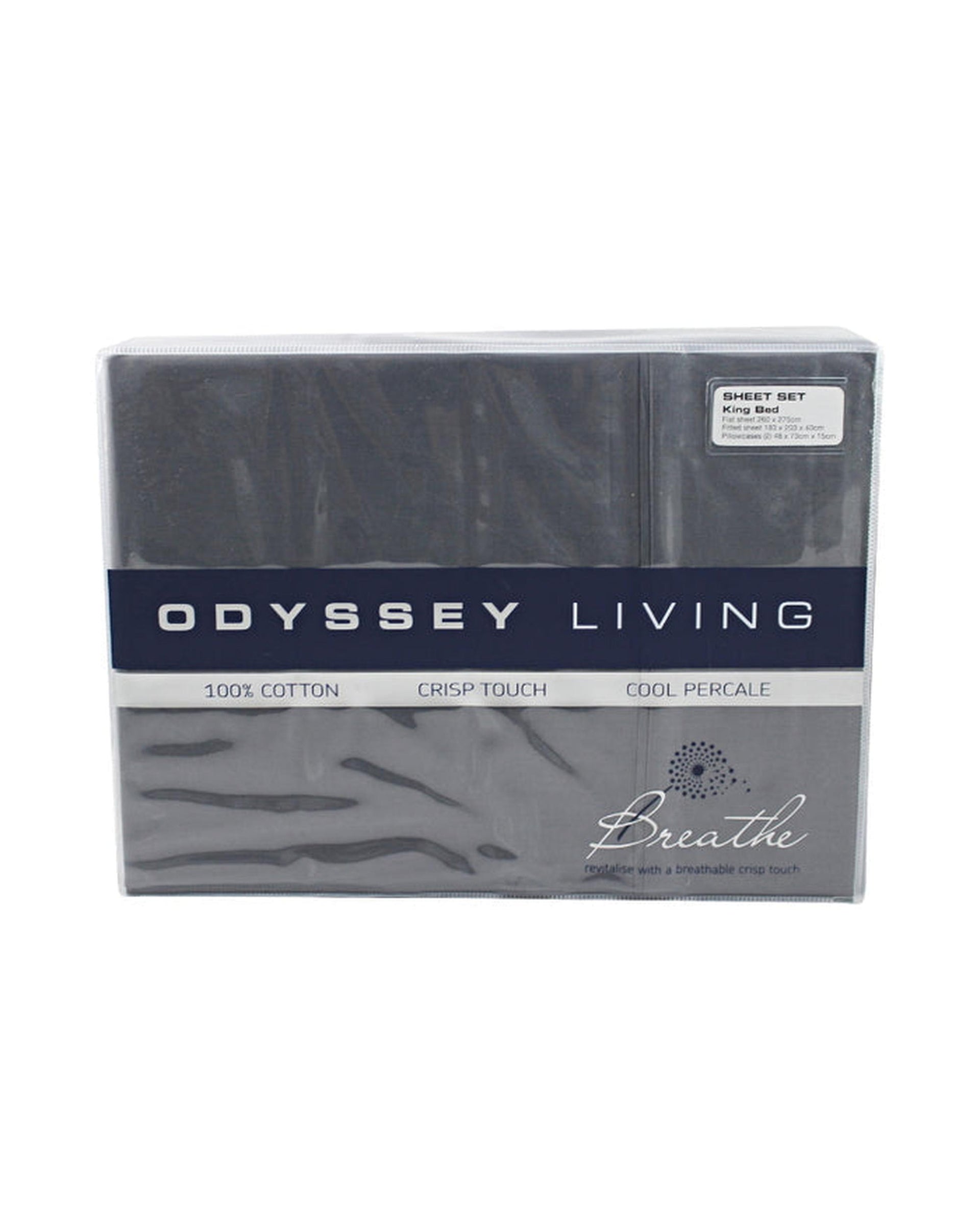 Odyysey Living Breathe 100% Cotton Sheet Sets - Charcoal Odyssey Living