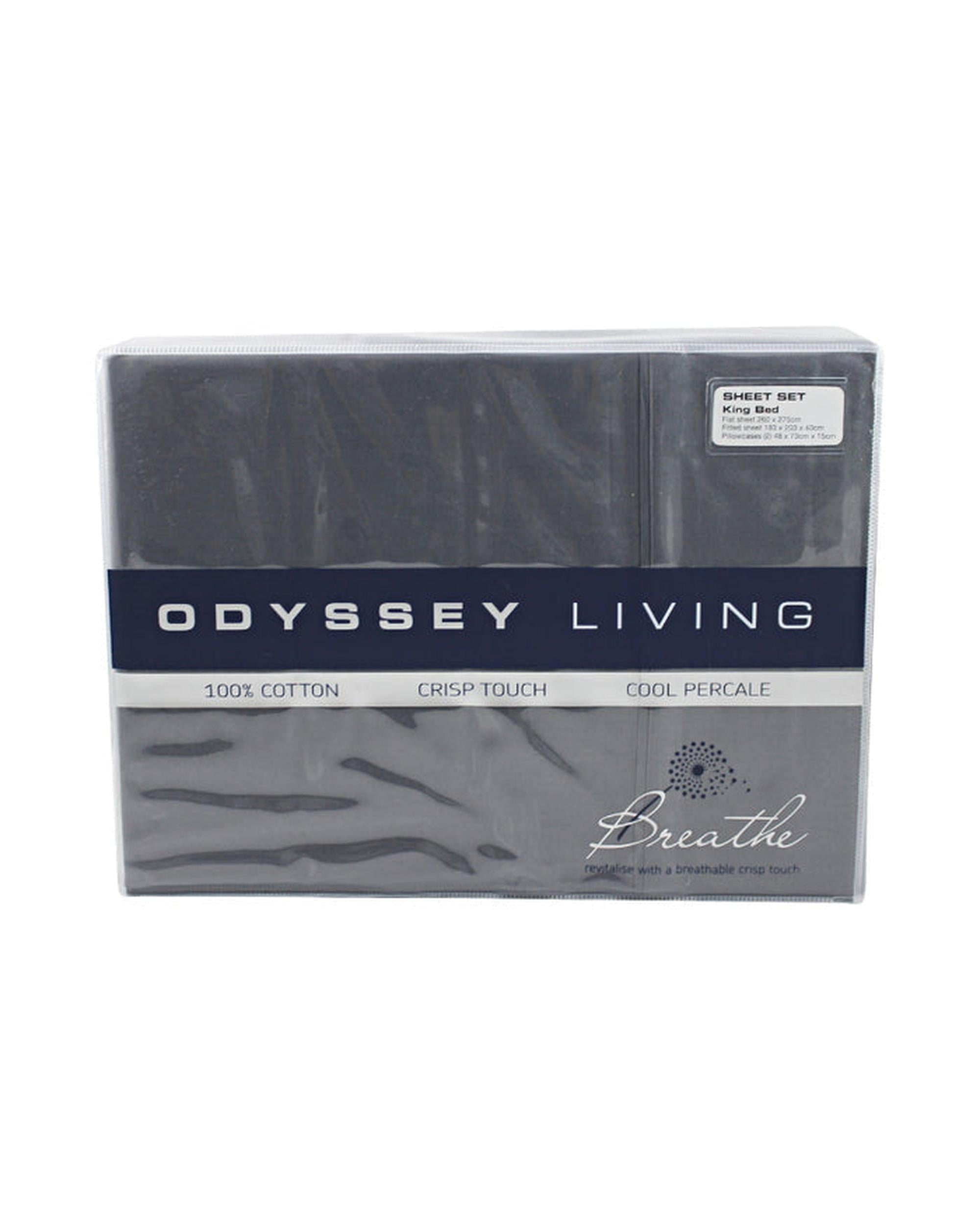 Odyysey Living Breathe 100% Cotton Sheet Sets - Charcoal Odyssey Living