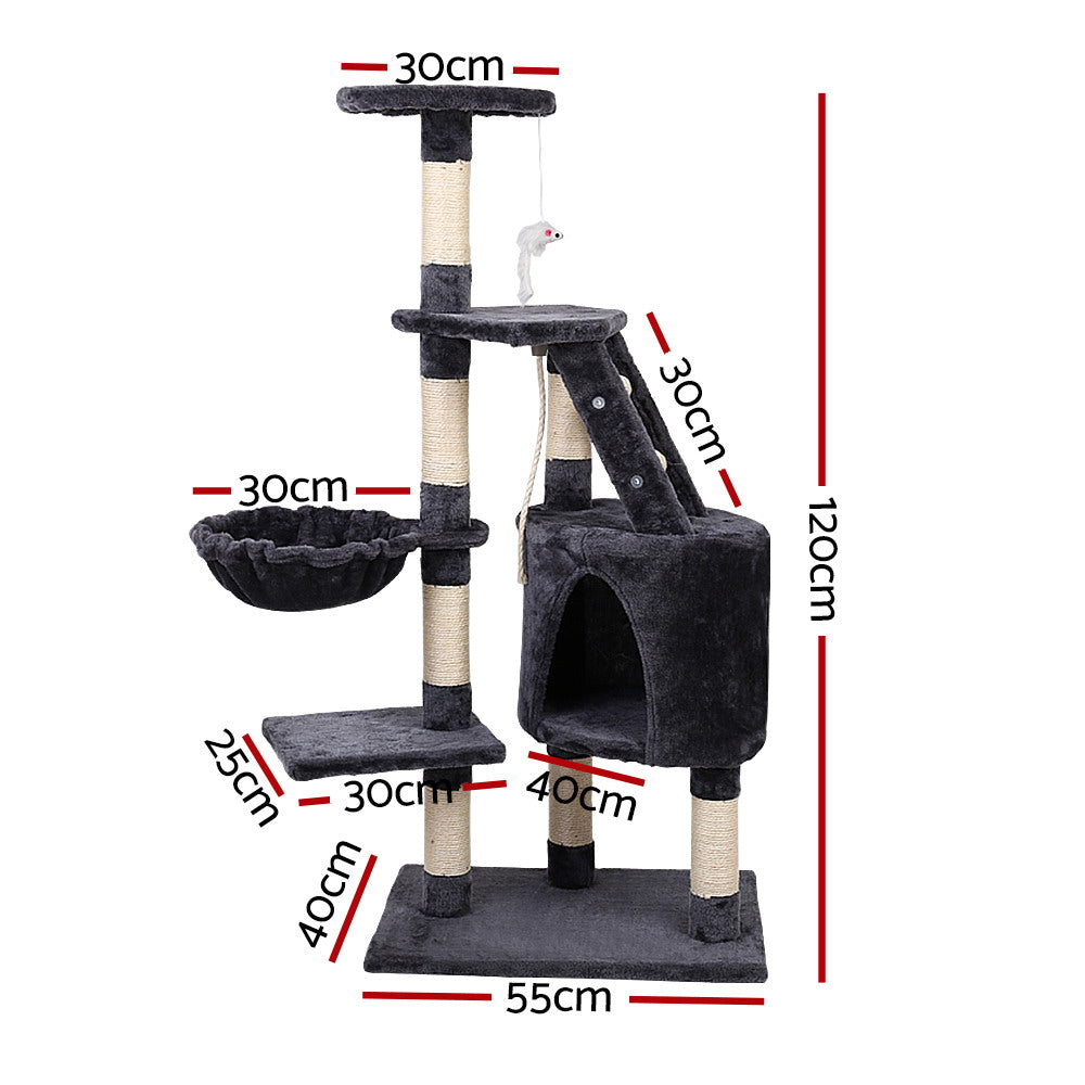 i.Pet Cat Tree 120cm Tower Scratching Post Scratcher Wood Condo House Bed Toys Big Bedding Australia