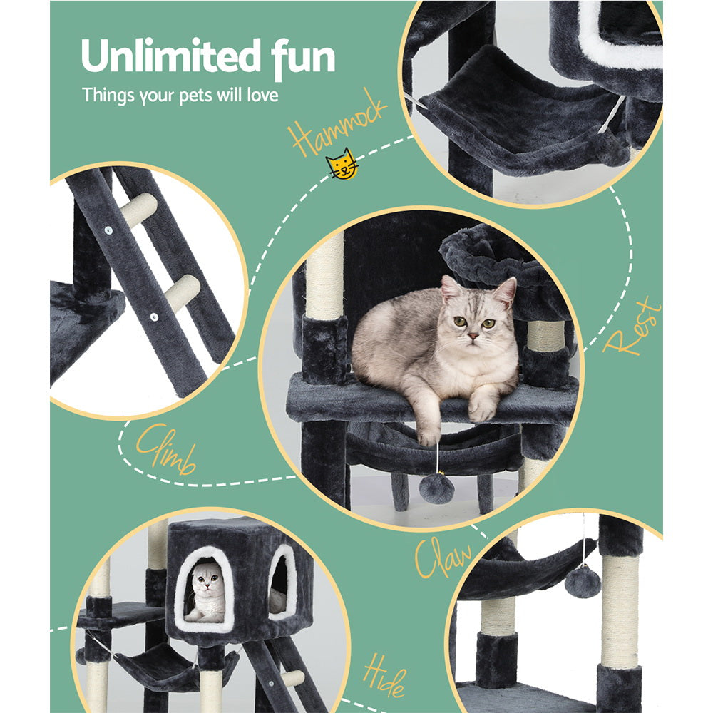 i.Pet Cat Tree 168cm Tower Scratching Post Scratcher Condo House Hanging Toy Bed Big Bedding Australia