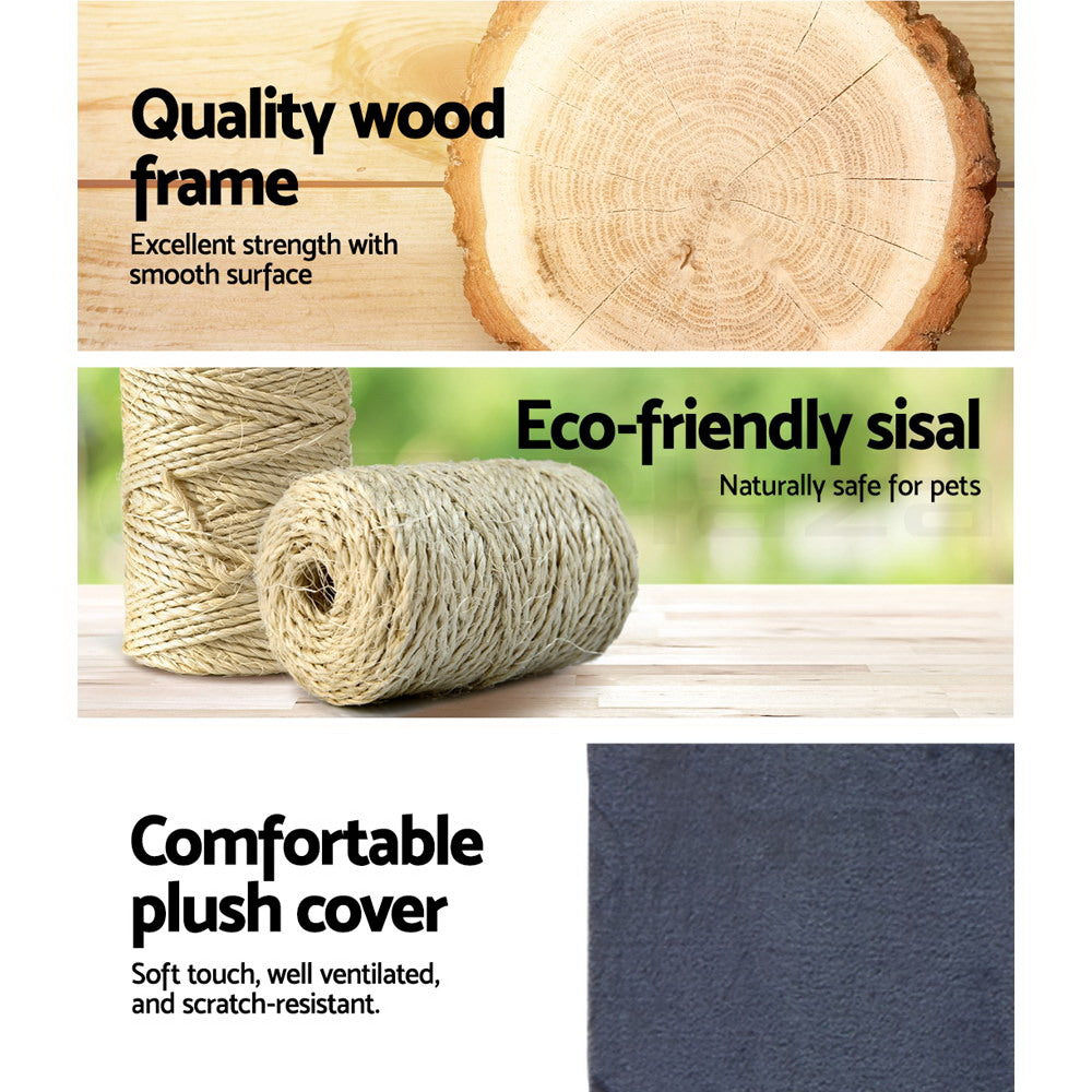 i.Pet Cat Tree 134cm Tower Scratching Post Scratcher Wood Condo House Bed Grey Big Bedding Australia