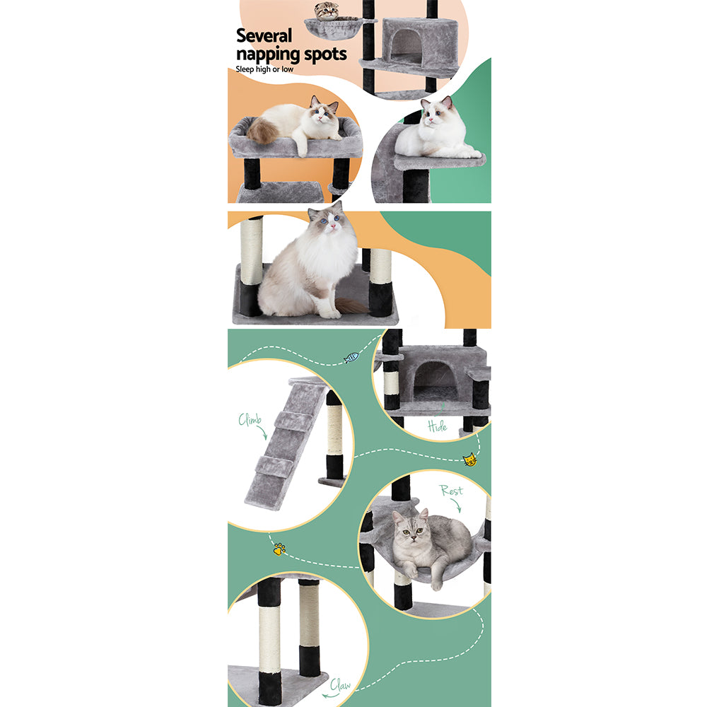 i.Pet Cat Tree 161cm Tower Scratching Post Scratcher Wood Condo House Play Bed Big Bedding Australia