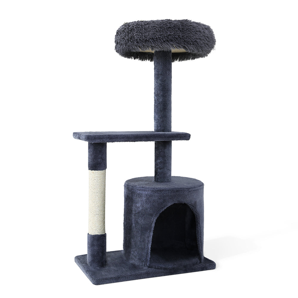i.Pet Cat Tree 94cm Scratching Post Tower Scratcher Condo House Wood Trees Grey Big Bedding Australia