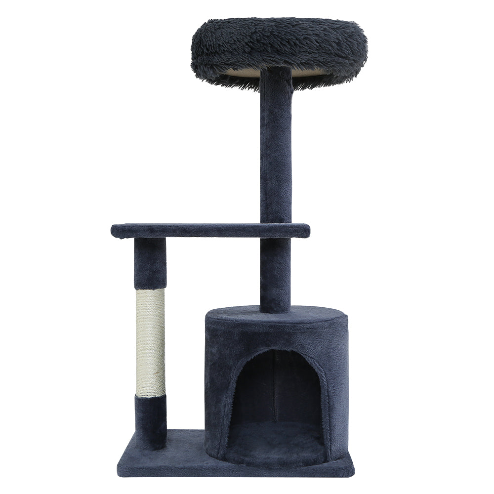 i.Pet Cat Tree 94cm Scratching Post Tower Scratcher Condo House Wood Trees Grey Big Bedding Australia