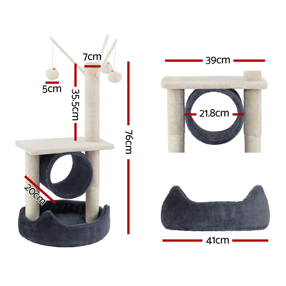 i.Pet Cat Tree 76cm Scratching Post Tower Scratcher Condo House Hanging toys Big Bedding Australia