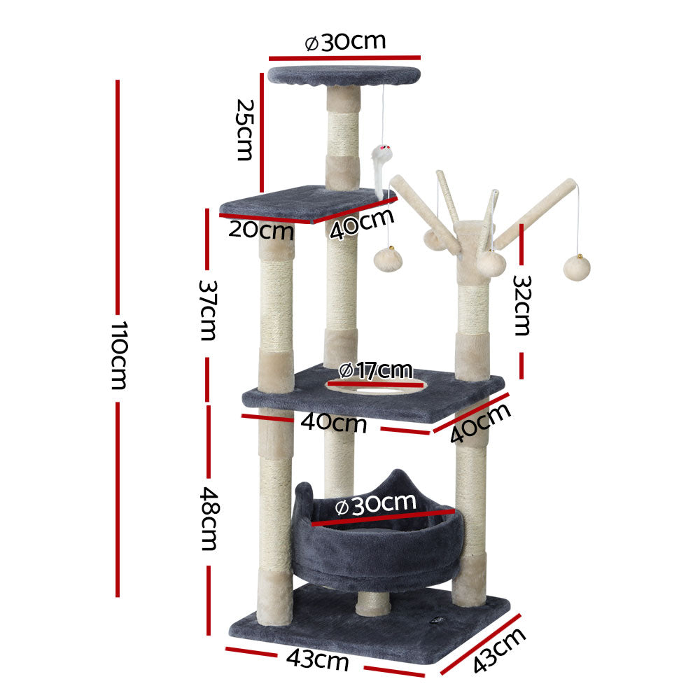 i.Pet Cat Tree 110cm Tower Scratching Post Scratcher Wood Condo House Bed Toys Big Bedding Australia