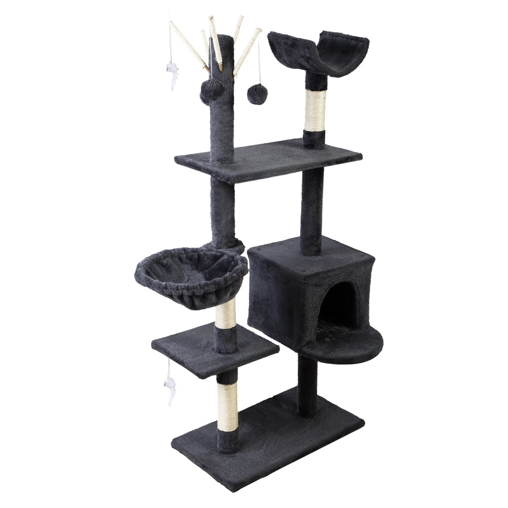 i.Pet Cat Tree 140cm Tower Scratching Post Scratcher Trees Toys Condo Bed Grey Big Bedding Australia
