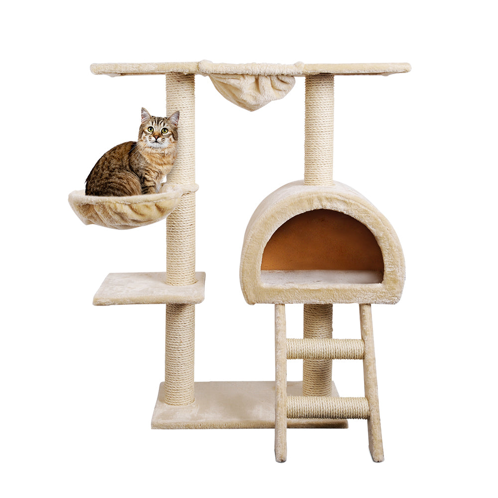 i.Pet Cat Tree 100cm Tower Scratching Post Scratcher Condo House Trees Bed Beige Big Bedding Australia