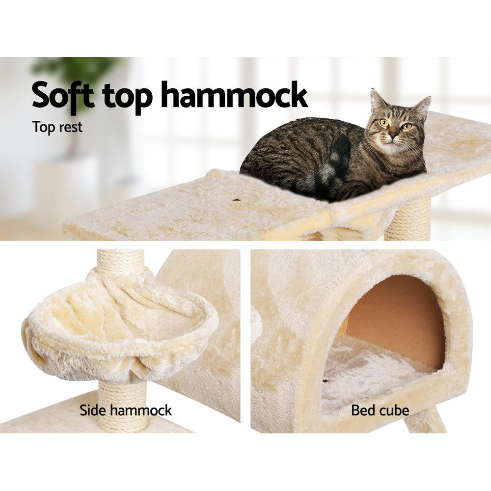 i.Pet Cat Tree 100cm Tower Scratching Post Scratcher Condo House Trees Bed Beige Big Bedding Australia