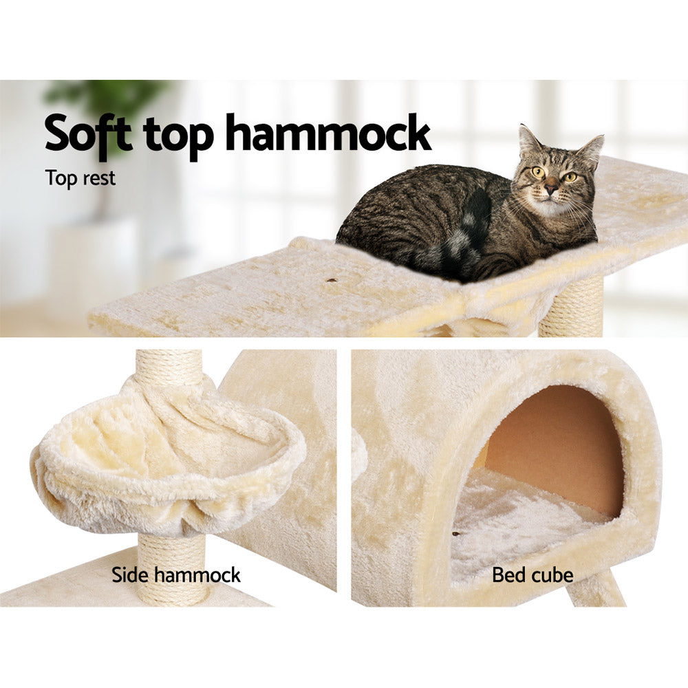 i.Pet Cat Tree 100cm Tower Scratching Post Scratcher Condo House Trees Bed Beige Big Bedding Australia