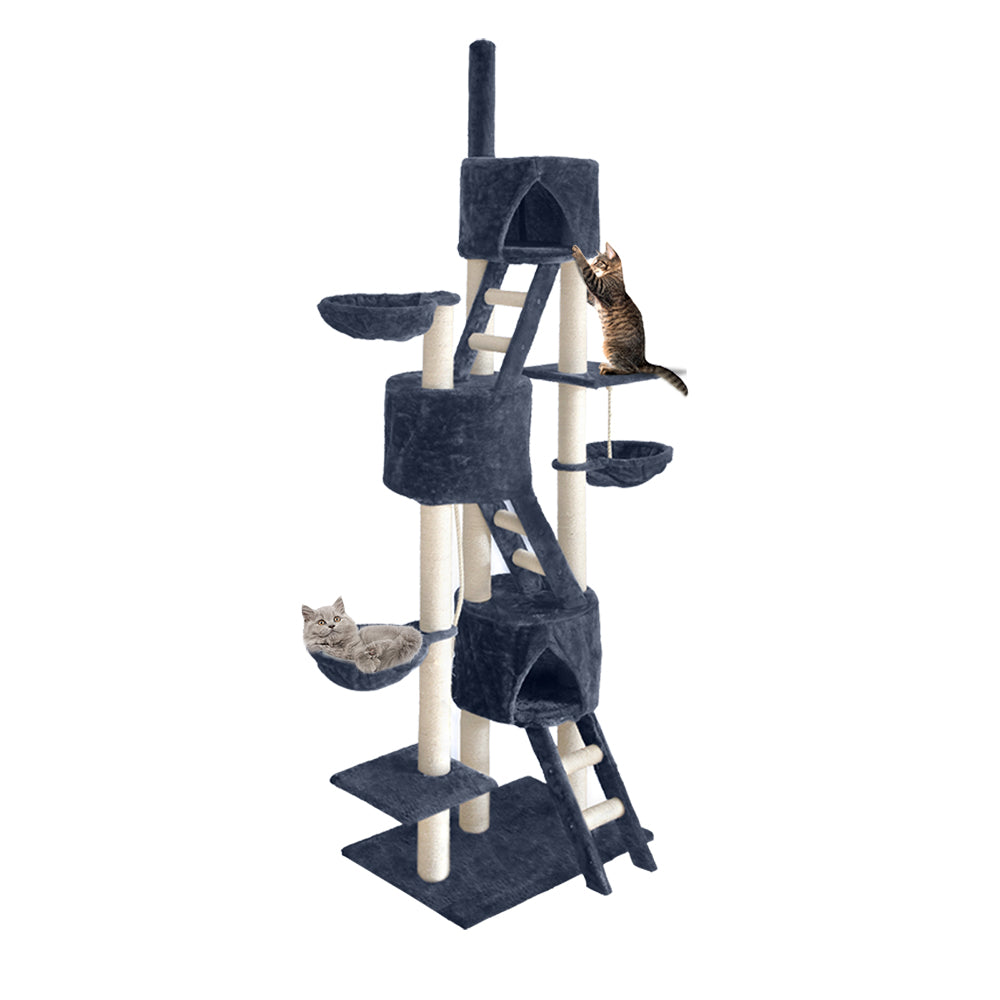 i.Pet Cat Tree 244cm Tower Scratching Post Scratcher Trees Condo House Grey Big Bedding Australia