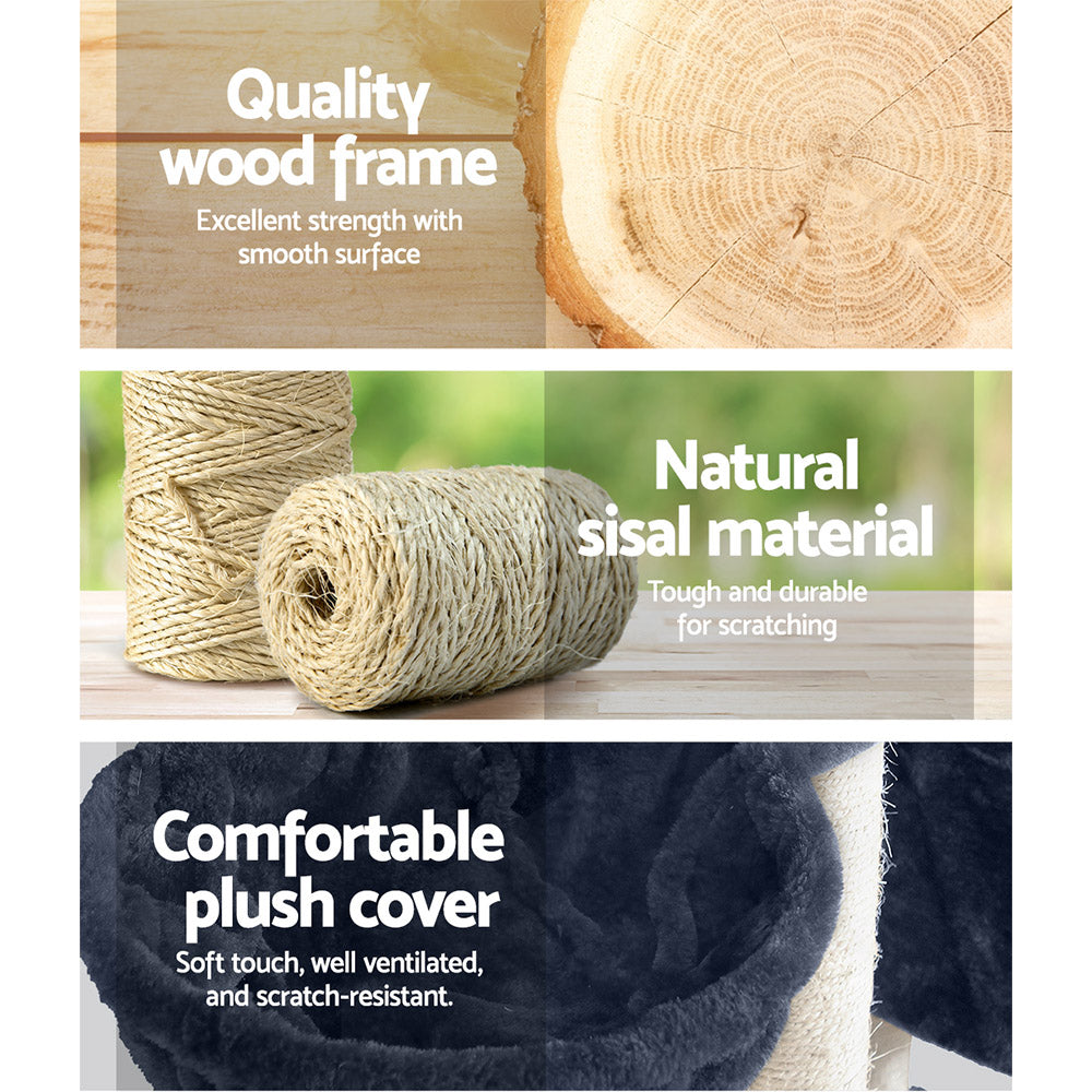 i.Pet Cat Tree 244cm Tower Scratching Post Scratcher Trees Condo House Grey Big Bedding Australia