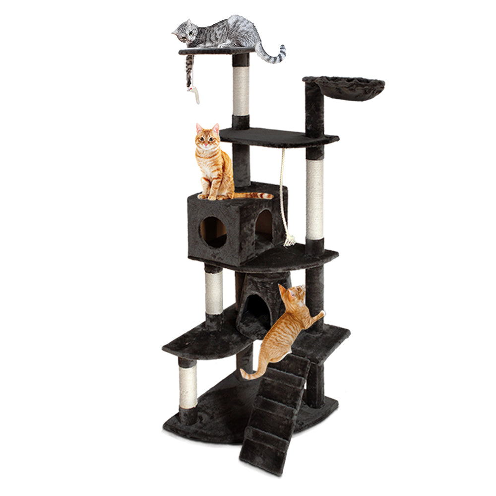 i.Pet Cat Tree 193cm Tower Scratching Post Scratcher Condo House Trees Grey Big Bedding Australia