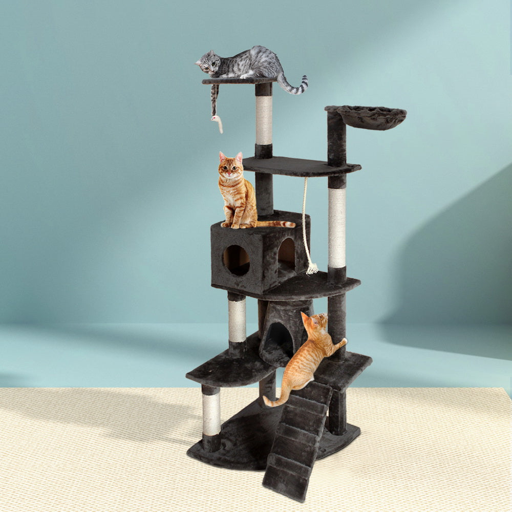 i.Pet Cat Tree 193cm Tower Scratching Post Scratcher Condo House Trees Grey Big Bedding Australia