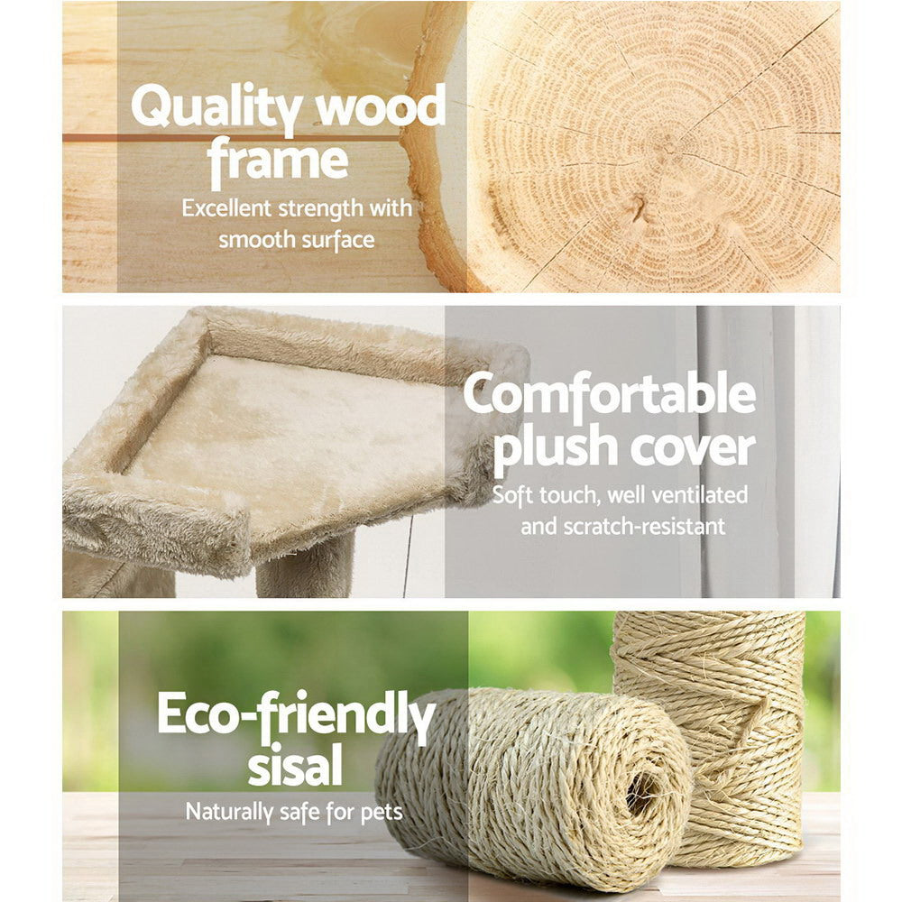 i.Pet Cat Tree 180cm Tower Scratching Post Scratcher Wood Condo House Toys Beige Big Bedding Australia