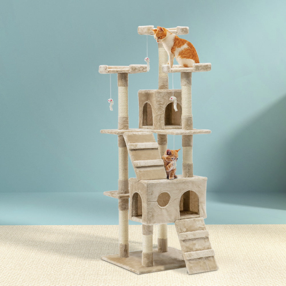 i.Pet Cat Tree 180cm Tower Scratching Post Scratcher Wood Condo House Toys Beige Big Bedding Australia