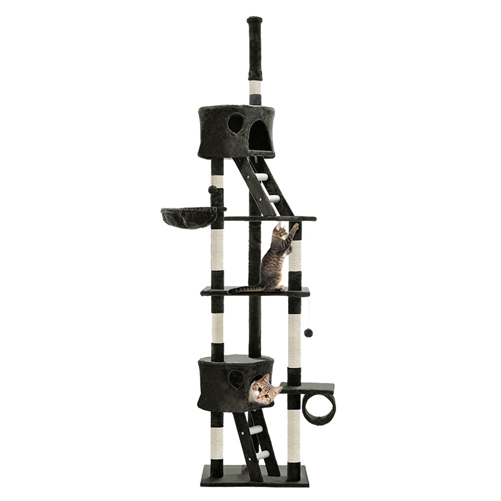 i.Pet Cat Tree 260cm Tower Scratching Post Scratcher Condo House Trees Grey Big Bedding Australia