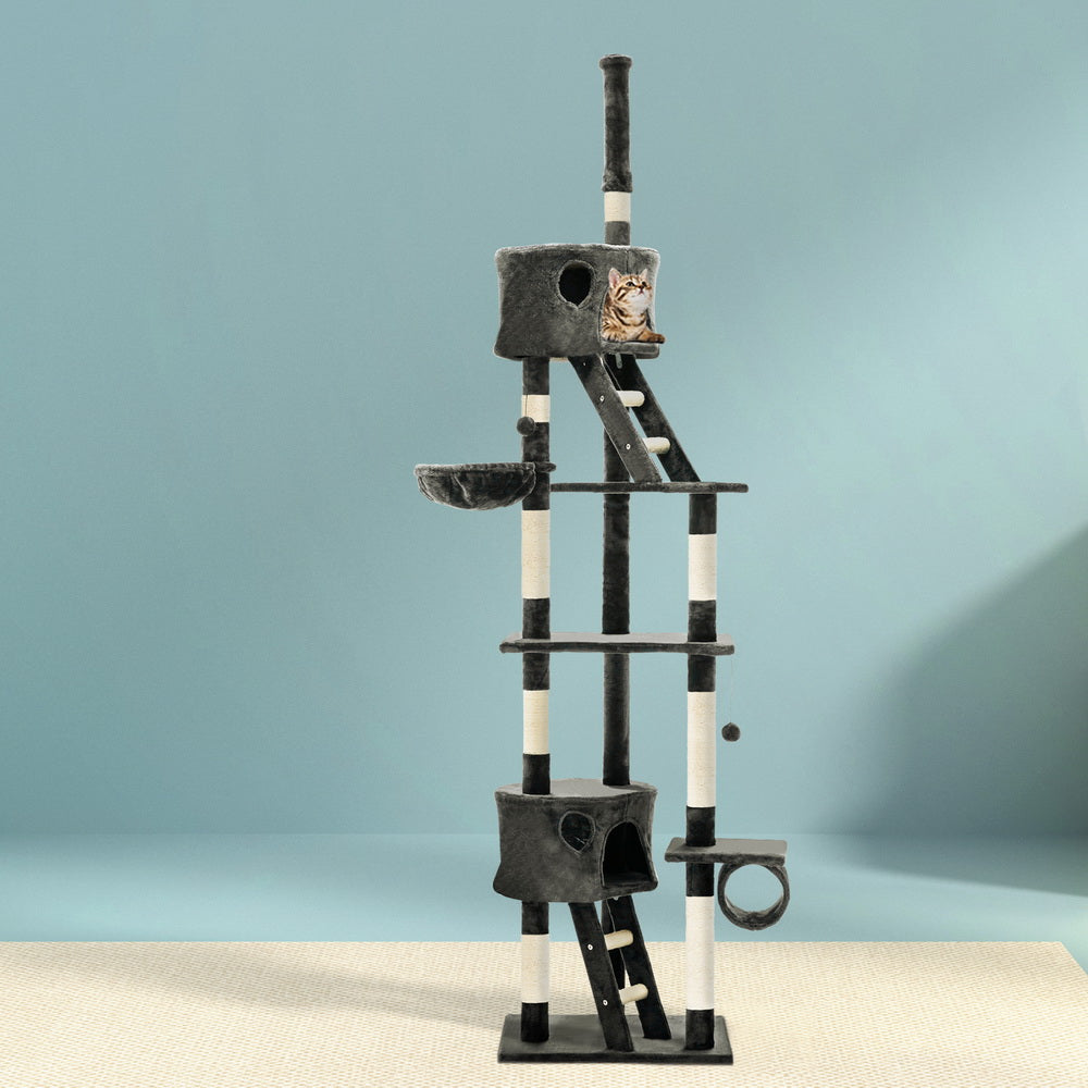i.Pet Cat Tree 260cm Tower Scratching Post Scratcher Condo House Trees Grey Big Bedding Australia