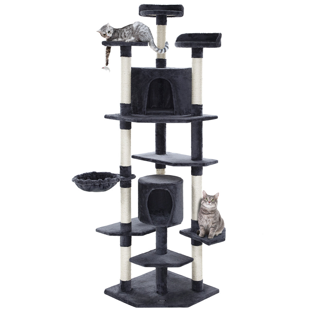 i.Pet Cat Tree 203cm Tower Scratching Post Scratcher Condo Trees House Bed Grey Big Bedding Australia