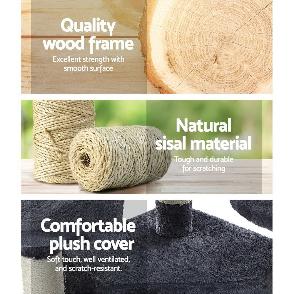 i.Pet Cat Tree 203cm Tower Scratching Post Scratcher Condo Trees House Bed Grey Big Bedding Australia