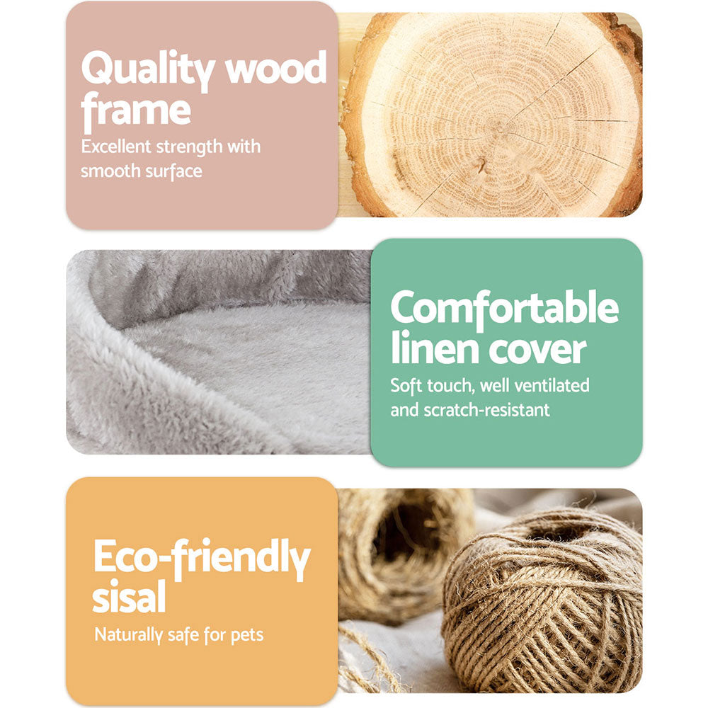 i.Pet Cat Tree 135cm Tower Scratching Post Scratcher Wood Condo House Toys Grey Big Bedding Australia