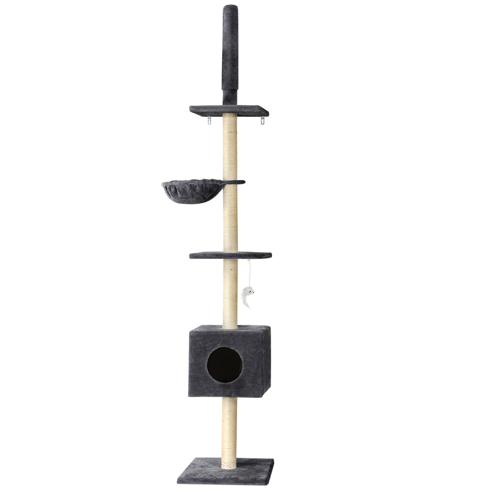 i.Pet Cat Tree 260cm Tower Scratching Post Scratcher Floor to Ceiling Cats Bed Dark Grey Big Bedding Australia