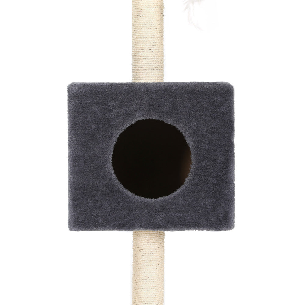 i.Pet Cat Tree 260cm Tower Scratching Post Scratcher Floor to Ceiling Cats Bed Dark Grey Big Bedding Australia