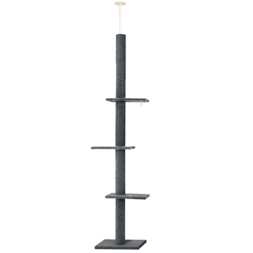 i.Pet Cat Tree 290cm Tower Scratching Post Scratcher Floor to Ceiling Cats Bed Grey Big Bedding Australia